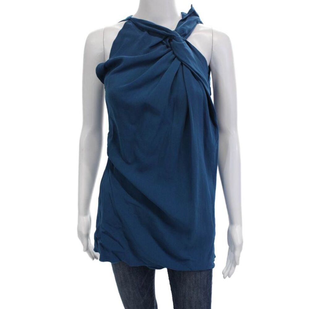 RM Women Tunic Tank Blue Sleeveless Tie Size 6